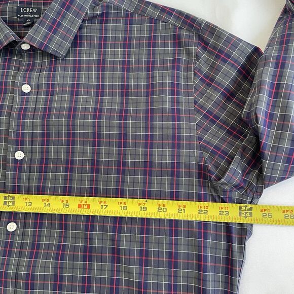 J Crew Men’s Tattersall Slim Flex Wrinkle Free Long Sleeve Button Front Shirt XL - Picture 6 of 12